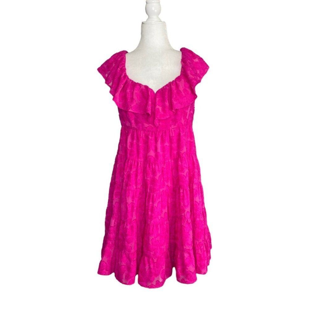 Lilly Pulitzer Emie Ruffle Trim Swing Dress in Berry Soiree Pink